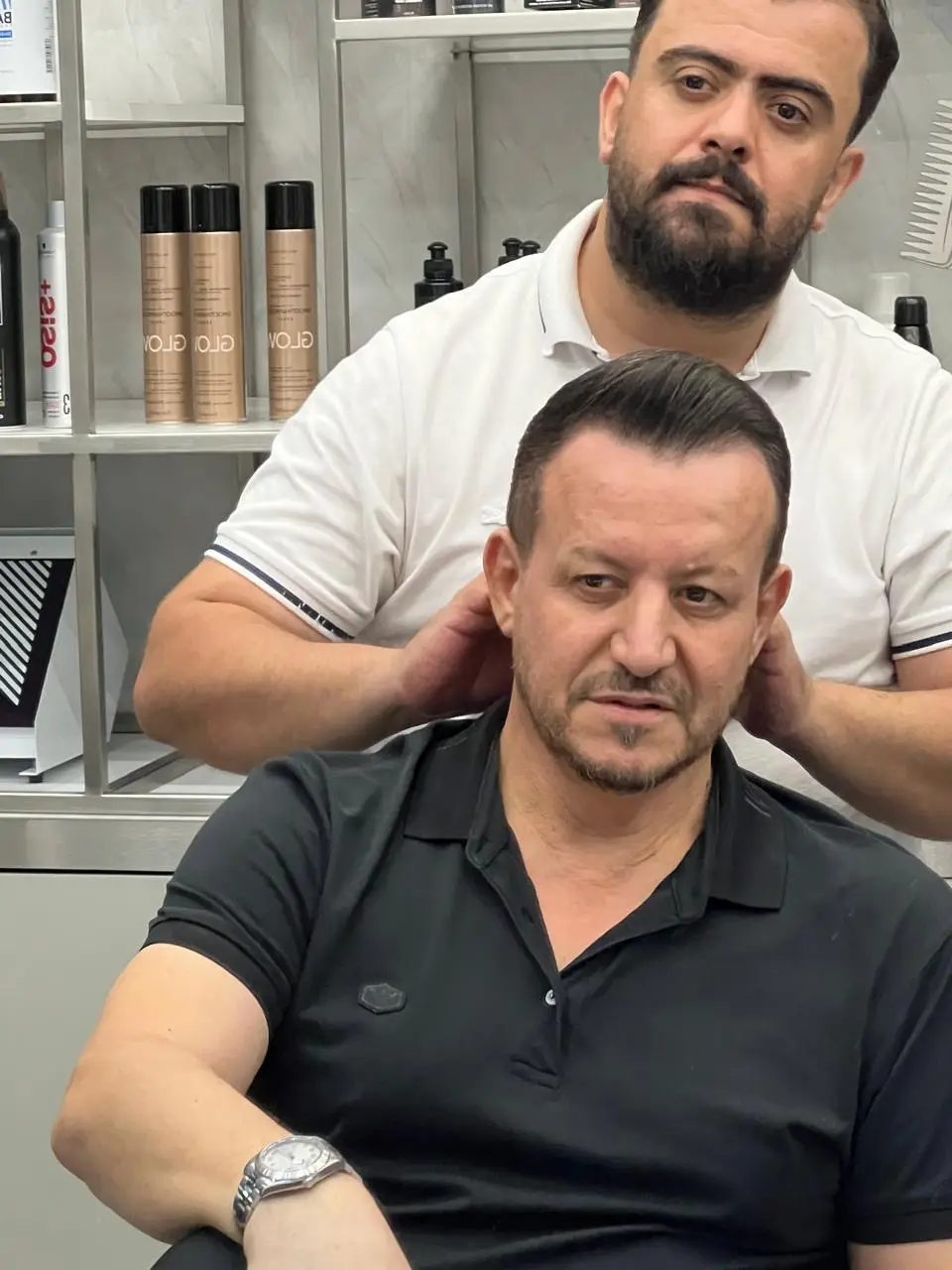 Hot-towel shave preparation at OSA Gents Salon, Dubai