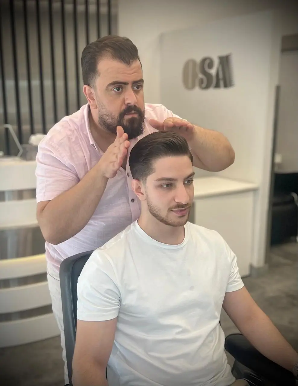 Barber consultation before the cut, OSA Gents Salon Jumeirah