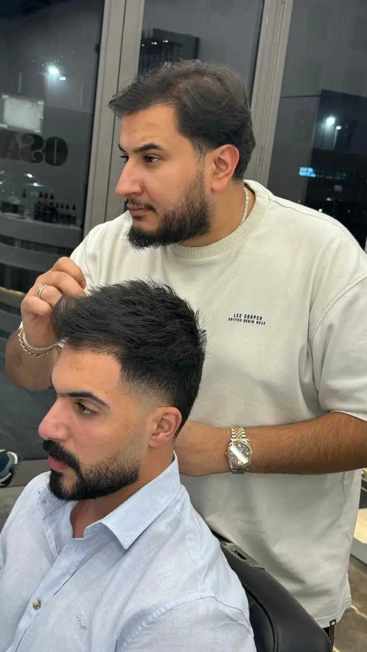 Fade detailing at the barber chair, OSA Gents Salon Dubai
