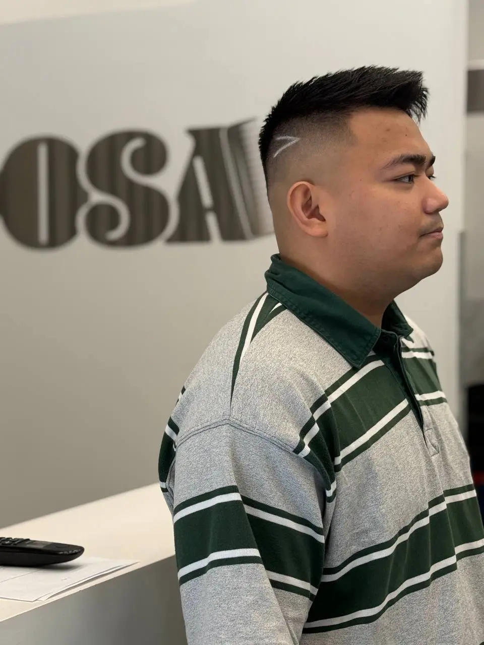 Happy client after a haircut at OSA Gents Salon, Jumeirah 1, Dubai
