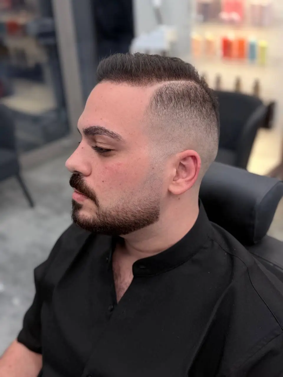 Side-profile men's haircut and beard at OSA Gents Salon, Jumeirah
