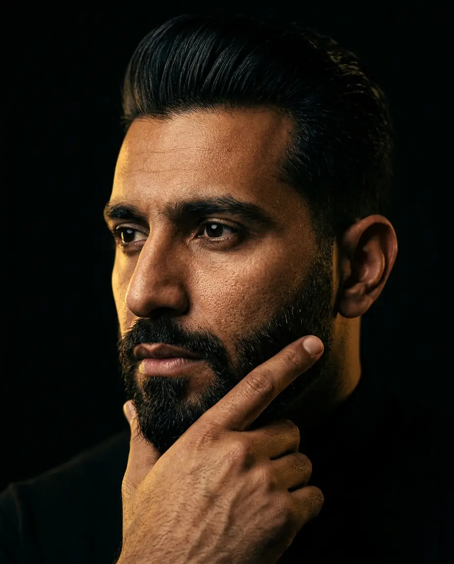 Sharp men's haircut and beard styling at OSA Gents Salon, Jumeirah Dubai