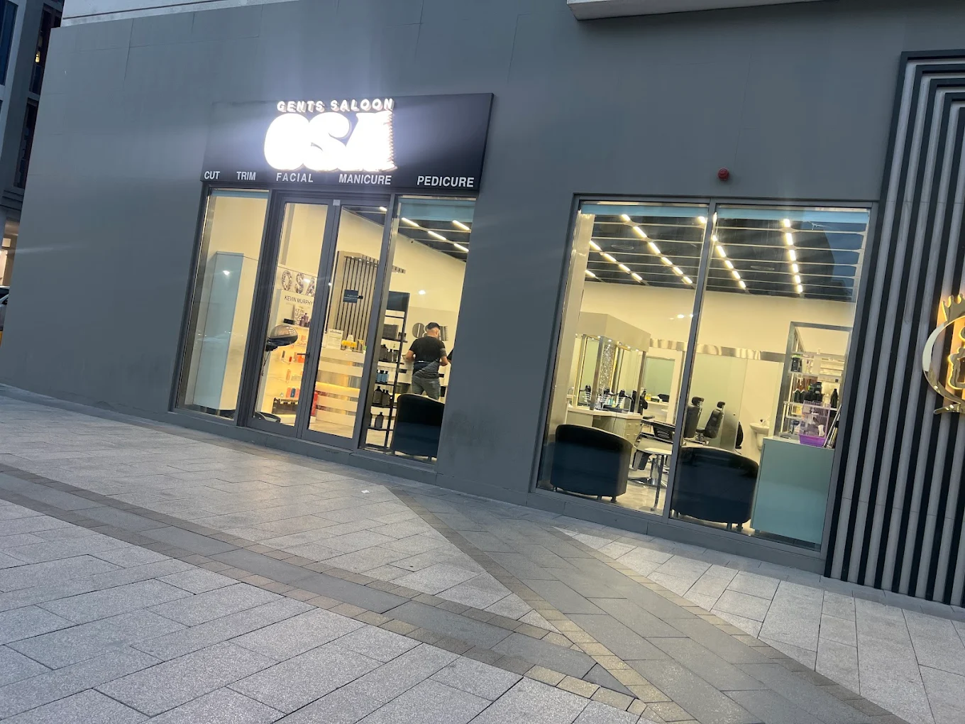 Shopfront and signage of OSA Gents Salon, Jumeirah Dubai