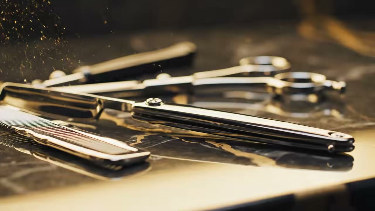 Barber at work at OSA Gents Salon, Jumeirah Dubai